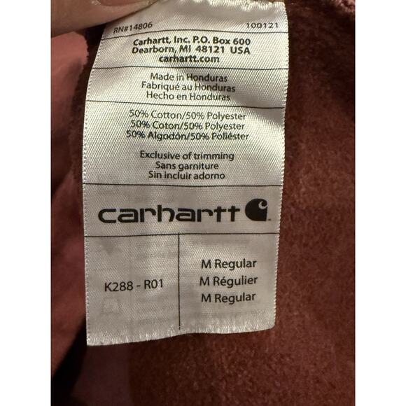 Carhartt Mens Red Spellout Original Fit Long Sleeve Hooded Size M MEDIUM K288 - Picture 6 of 8